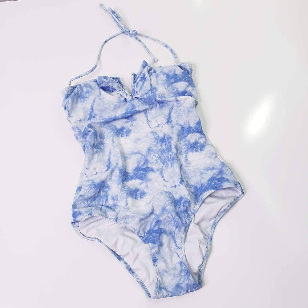 Victoria's Secret Tie Dye Blue V-Neckline Cloud Swimsuit